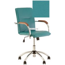 Крісло SAMBA GTP V-20 1.031, позов. шкіра, зелений, метал. хром. база, дерев. підлокітн.