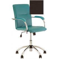 Крісло SAMBA GTP (S) ECO-31, ECO, коричневий, метал. хром. база, м'які підлокітн.