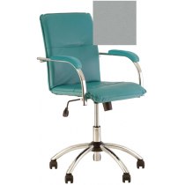 Крісло SAMBA GTP (S) V-28, позов. шкіра, сірий, метал. хром. база, м'які підлокітн.