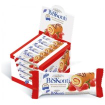Міні-рулет бісквітний BiSKonti зі смаком полуниці фас. 50 г (84шт)