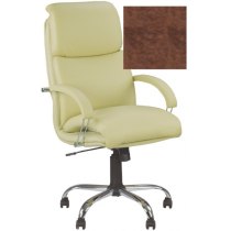 Кресло NADIR STEEL CHROME (COMFORT) P ECO-21, Экокожа ECO, коричневый, Хром. База, мягкие подлокот