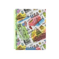 Блокнот "Travelling: USA" А5, пластиковая обл., спираль, 80 л., клетка