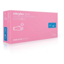 Перчатки нитр. смотр., нест. неприпуд., розовые, 100шт / уп, M(10 уп / ящ), NITRYLEX PINK