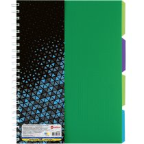 Блокнот Adamant: зеленый, A4, пластиковая обложка, с разделителями и перфорацией, 120л, клетка