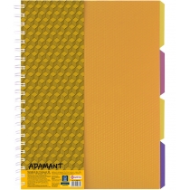 Блокнот Adamant: жовтий, A4, пластикова обкладинка, з розділювачами та перфорацією, 120, клітинка