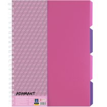 Блокнот Adamant: рожевий, A4, пластикова обкладинка, з розділювачами та перфорацією, 120, клітинка