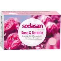 Органічне мило SODASAN омолоджуюче Троянда-Герань для обличчя, 100 гр