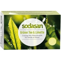 Органічне мило SODASAN антибактеріальне Зелений чай-Лайм для обличчя, 100 гр