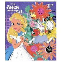 Тетрадь 18 листов, клетка, фольга золото+софт-тач "Alice in wonderland"