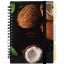 Блокнот "Coconut", B6, пластикова обкл., спіраль, з розділювачами., 100 арк., клітинка