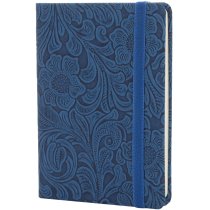 Деловая записная книжка LADY, А6, твердая обложка, резинка, кремовый блок линия, синий