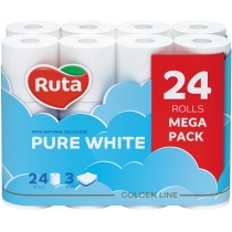 Папір туалетний 3 шари Ruta Pure White 24 рулона білий