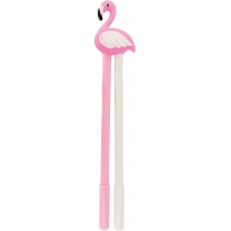 Ручка кулькова гелева Flamingo подвійна, пише синім, асорті