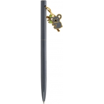 Ручка металева сіра з брелоком "Сіра коала", пише синім