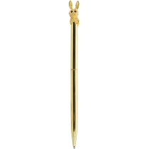 Ручка металева з фігуркою "Золотистий зайчик", пише синім