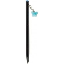 Ручка металева з блакитним брелоком-кристалом 