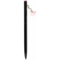 Ручка металева з рожевим брелоком-кристалом 