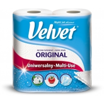 Рушники паперові 2 шари Velvet Ecolabel 2 рулони 54 відривів білі