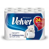 Туалетний папір 3 шари Velvet Делікатний 24 рулони 153 відривів білий