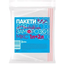 Пакети для заморозки МІКС 1 л + 2 л ТМ "Добра Господарочка" 15 х 25 см - 3 шт 21 х 30 см - 3 шт