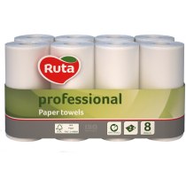 Рушники паперові 2 шари Ruta Professional 8 рулонів білі