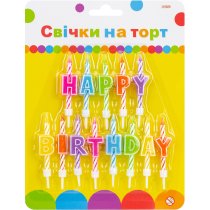 Набір "Happy Birthday": 13 свічок на торт, 6 см; 13 підставок для свічок