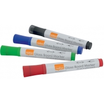 Набір маркерів для скляних дошок Nobo Glass Whiteboard Marker асорті кольорів, уп/4шт.