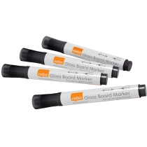 Набір маркерів для скляних дошок Nobo Glass Whiteboard Marker чорні, уп/4шт.