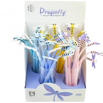 Ручка кулькова Small Dragonfly, гелева синя. 4 дизайни асорті у кольоровому дисплеї.