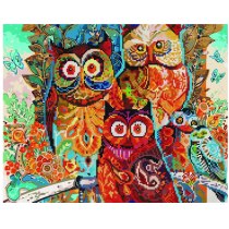 Діамантова мозаїка "Кольорові сови", 40*50 см
