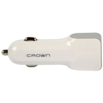 Автомобільний зарядний пристрій білий CROWN CMСС-003