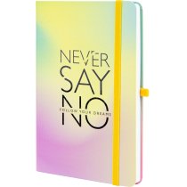 Діловий записник NEVER SAY NO, А5, тверда обкладинка папір, гумка, білий блок лінія