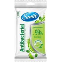 Серветка волога SMILE Antibacterial Лайм-м’ята з вітамінами 15шт