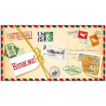 Подарункова листівка "Вітаємо", подорожі, 16см*8,7см