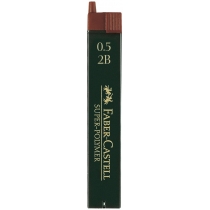 Грифелі до механічного олівця Faber-Castell SUPER-POLYMER 0.5 мм 2В (12шт у пеналі)