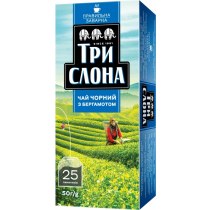 Чай черный с бергамотом пакетированный ТРИ СЛОНА Черный с бергамотом 20шт х 1,3 г