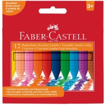 Набір крейди воскової кольорової Faber-Castell Plastic Grip Jumbo  12 кольорів