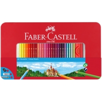 Олівці кольорові Faber-Castell 60 кольорів "Замок"   у металевій коробці з аксесуарами