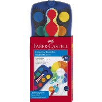 Фарби акварельні Faber-Castell CONNECTOR "скріплюють разом" сухі 12 кольорів + пензлик і білила