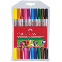 Фломастери Faber-Castell 10 кольорів Fibre tip двосторонні