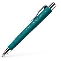 Ручка шариковая Faber-Castell POLY BALL ХВ автоматическая, изумрудный каучуковый корпус, синяя 1,0 м