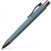 Ручка кулькова Faber-Castell POLY BALL ХВ автоматична, сірий каучуковий корпус, синя 1,0 мм