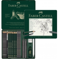 Набір графітний Faber-Castell PITT Monochrome 19 предметів в металевій коробці