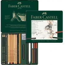 Набір художній спеціальний Faber-Castell PITT MONOCHROME з 21 предмета в металевій коробці