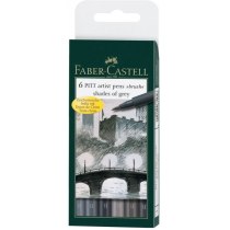 Набір ручок-пензликів капілярних Faber-Castell PITT Artist Pens "Brush" Shades of grey 6 шт