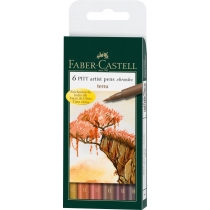 Набір ручок-пензликів капілярних Faber-Castell PITT Artistic Pens "Brush" Terra 6 штук