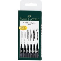 Набір ручок капілярних Faber-Castell PITT ARTIST PENS Black, (XS, S, F, M, B, C) колір чорний 6 шт