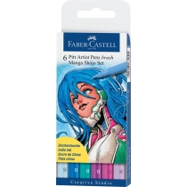 Набір ручок-пензликів капілярних Faber-Castell PITT ARTIST PEN "BRUSH" Manga Sh?jo 6 кольорів