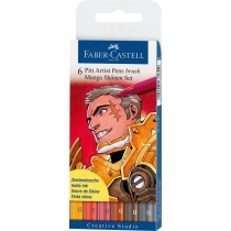Набір ручок-пензликів капілярних Faber-Castell PITT ARTIST PEN "BRUSH" Manga Sh?nen Set 6 кольорів