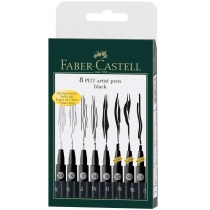Набір ручок-пензликів капілярних Faber-Castell PITT ARTIST PEN, (XS, S, F, M, B, SC, SB, 1,5) 8 шт ч
